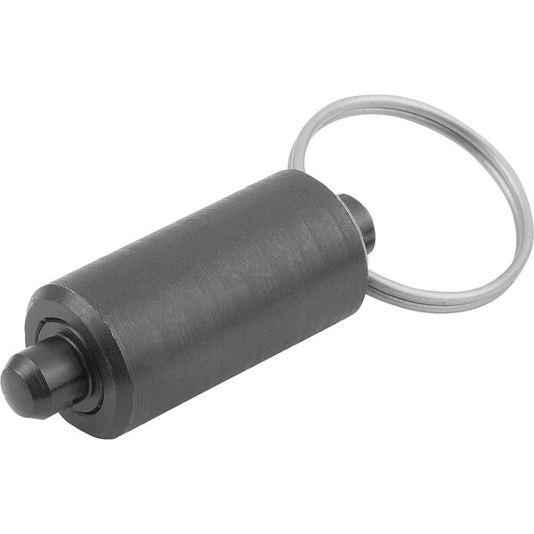 Indexing Plunger Wout Collar Size:2, D1=14, D=6, L=57, Form:V W Key Ring Wo. Groove, Steel Hardened